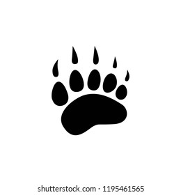 black bear trace silhouette. Vector flat illustration. polar bear paw footprint, footstep isolated on white