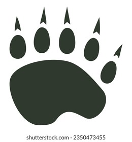 Black bear track isolated vector, animals and wildlife icons