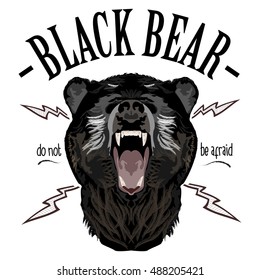 Black Bear typography, t-shirt graphics, poster, vector illustration