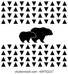 black bears silhouettes isolated on white background.Vector illustration