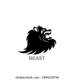 logotipo de la cabeza de la bestia negra, criatura de la cara fea, ilustraciones vectoriales