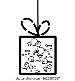 Black Beautiful gift boxes on the white background. Muslim community festival Eid Mubarak with hanging gift boxes. Gifts for Muslim Celebration. Vector Illustration
