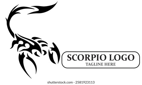 Black and beautiful  Socrpio Logo.Scorpio logo.Tattoo Design.