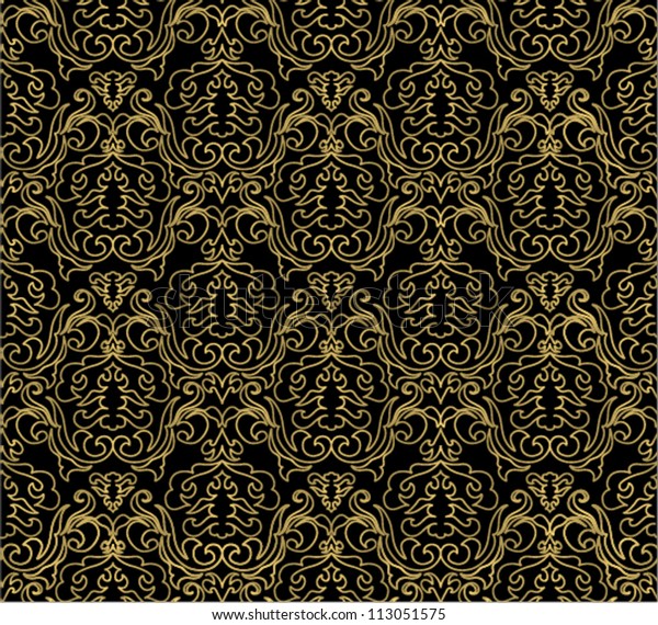 Black Beautiful Vintage Swirl Abstract Gold Stock Vector (Royalty Free ...