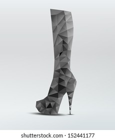 Black beautiful woman abstract high boot of triangles. Vector Illustration eps10, editable and isolated.