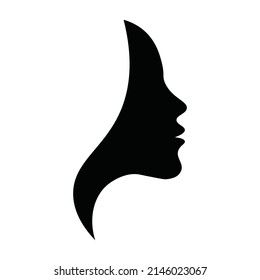 Black beautiful woman face logo icon vector isolated on white background