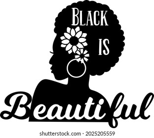 Black is beautiful with black woman silhouette