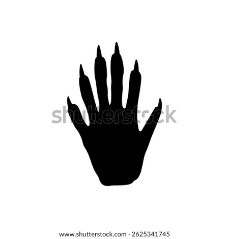 Black Beaver paw silhouette vector flat illustration on white background.