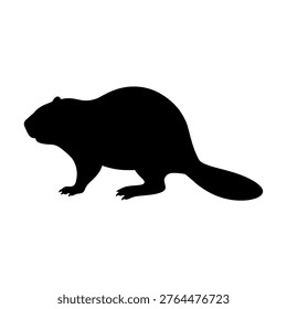 black beaver silhouette side view isolated on white background simple flat animal wildlife graphic design vector style perfect for logos icons prints and nature themed projects