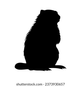 Black beaver vector, mouse silhouette isolated on white background