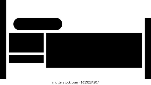 Black Bed icon isolated on white background.  Vector Illustration