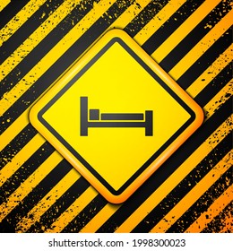 Black Bed icon isolated on yellow background. Warning sign. Vector