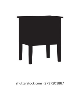 Black Bed side table silhouette vector illustration