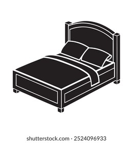 black bed silhouette illustration vector