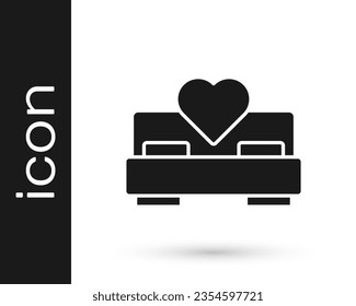 Black Bedroom icon isolated on white background. Wedding, love, marriage symbol. Bedroom creative icon from honeymoon collection.  Vector