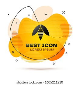 Black Bee icon isolated on white background. Sweet natural food. Honeybee or apis with wings symbol. Flying insect. Abstract banner with liquid shapes. Vector Illustration