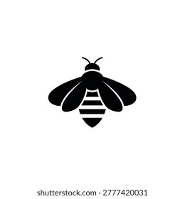 Black bee icon simple insect symbol.