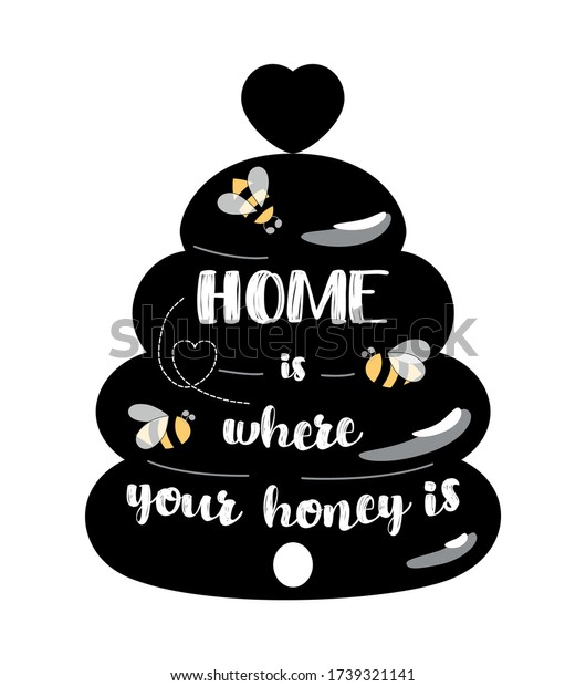 Black Bee Kitchen Sign Beehive Home Stock Vector Royalty Free 1739321141