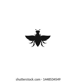 Black bee logotype, icon, vector illustration