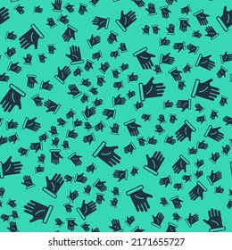 Black Beekeeper Glove Icon Isolated Seamless Pattern On Green Background.  Vector