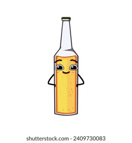 black beer bottle character cartoon. symbol bar, green blank, craft cold black beer bottle character sign. isolated symbol vector illustration