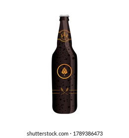 Diseño de botellas de cerveza negras, Pub bar de bebidas de cerveza ale y lager Tema Vector ilustración