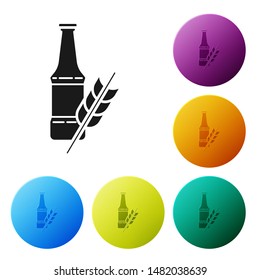 Black Beer bottle icon isolated on white background. Set icons colorful circle buttons. Vector Illustration