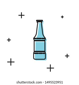Black Beer bottle icon isolated on white background.  Vector Illustration
