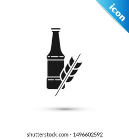 Black Beer bottle icon isolated on white background.  Vector Illustration