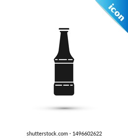 Black Beer bottle icon isolated on white background.  Vector Illustration