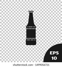 Black Beer bottle icon isolated on transparent background.  Vector Illustration