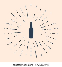 Black Beer bottle icon isolated on beige background. Abstract circle random dots. Vector Illustration