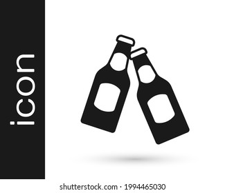 Black Beer bottle icon isolated on white background.  Vector