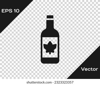 Black Beer bottle icon isolated on transparent background.  Vector