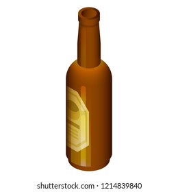 Black beer bottle icon. Isometric of black beer bottle vector icon for web design isolated on white background