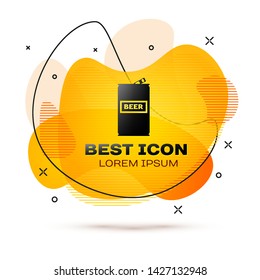 Black Beer can icon isolated on white background. Fluid color banner. Vector Illustration