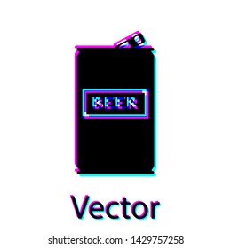 Black Beer can icon isolated on white background. Vector Illustration