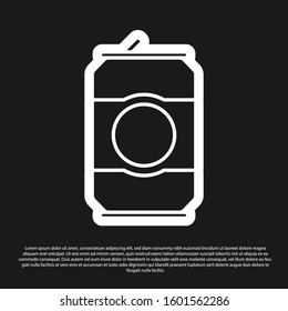 Black Beer can icon isolated on black background.  Vector Illustration