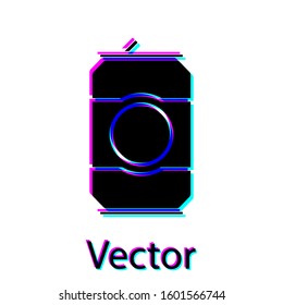 Black Beer can icon isolated on white background.  Vector Illustration