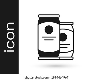 Black Beer can icon isolated on white background.  Vector