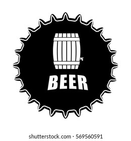 black beer cap emblem icon image, vector illustration