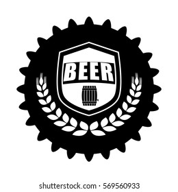 black beer cap emblem icon image, vector illustration