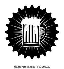 black beer cap emblem icon image, vector illustration