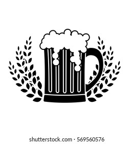 black beer glass with wheat icon image design, vector illustration