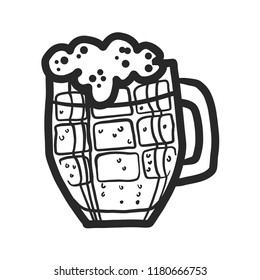 Black beer mug icon. Hand drawn illustration of black beer mug vector icon for web design