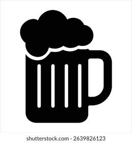 Black beer mug vector graphic with foamy head for brewery oktoberfest pub and craft beer design work