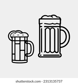 black beer mug vector isolated on white background