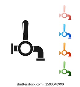 Black Beer tap icon isolated on white background. Set icons colorful. Vector Illustration