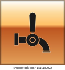 Black Beer tap icon isolated on gold background.  Vector Illustration