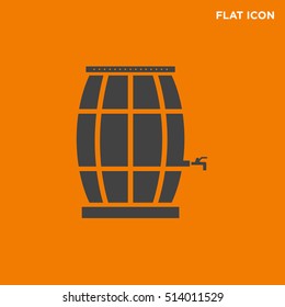 Black beer or water keg vector icon on orange background